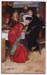 Illustrasjon for The Cloister and The Hearth av Charles Reade (farge litho)