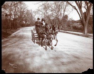 Anna Held og Florenz Ziegfeld kjører en hestevogn, New York, 1904 (sølv gelatintrykk)
