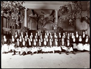 Servitører på Hotel Delmonico, 1902 (sølv gelatintrykk) av Byron Company