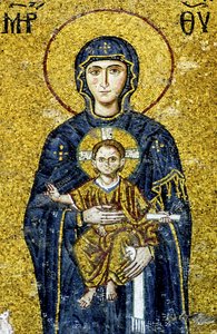 Comnenus-mosaikk som viser Madonna og barn, Hagia Sophia, Tyrkia. (mosaikk) av Byzantine