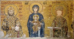 Comnenus-mosaikk som viser Madonna og barn, Hagia Sophia, Tyrkia. (mosaikk)
