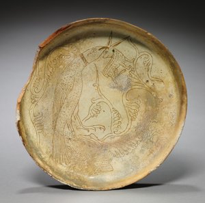 Dyp tallerken med hauk, kanin og løvverk, 1100-tallet av Byzantine
