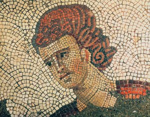 Leder for en romersk soldat, gulv fra Grand Imperial Palace, Konstantinopel, 5.-6. århundre (mosaikk) av Byzantine