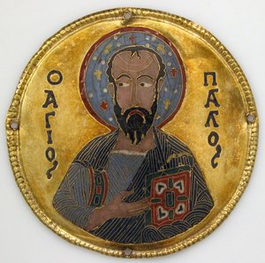 Medaljong med Saint Paul fra en ikonramme, ca. 1100 (gull, sølv og emalje cloisonné) av Byzantine