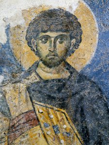 Mercurius av Caesarea, fragment av en freske fra Saint Mary of Constantinopel (i dag Odalar-moskeen), Istanbul, Tyrkia. Bysantinsk sivilisasjon av Byzantine