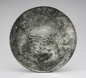 Speil med håndtak i form av en Herakles-knute, ca. 280-400 (sølv) av Byzantine Byzantine