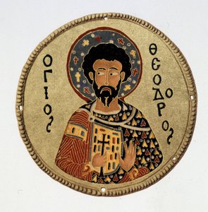 Saint Theodore (Teodoro) - i Fac-liknelse i "" History and monuments of bysantine emals"" av N Kondakow av Byzantine Byzantine
