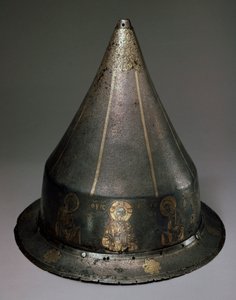 Stål, gull og sølv hjelm med Deesis, bysantinsk, 1200-tallet