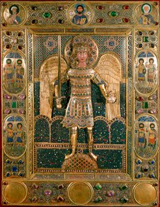 Bysantinsk kunst: Binding av Missal Decoree av representasjonen av erkeengelen Saint Michael - Golden Leaves and Emaux av Byzantine School