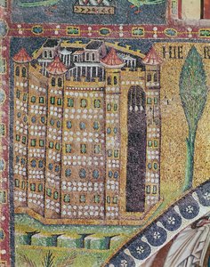 Detalj av Jerusalem (mosaikk) av Byzantine School