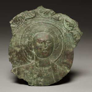 Dørplakett med hodet til en helgen, 500-tallet (bronse) av Byzantine School