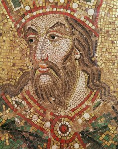 Hodet til en konge (mosaikk) (detalj) av Byzantine School