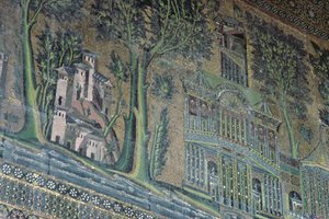 Mosaikker på vestportikoen, 8. århundre (mosaikk) av Byzantine School