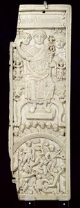 Panel fra Diptych of Consul Areobindus, Konstantinopel, 506 AD (se også 199108) av Byzantine School