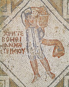 Fortaudetalj av en murer (mosaikk) av Byzantine School