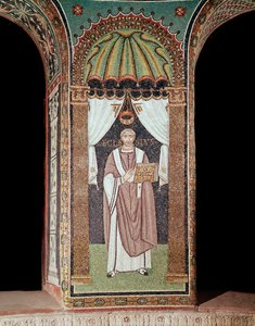 Biskopens Ecclesia (Detalj av mosaikk, 6. århundre) av Byzantine School