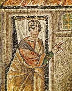 Dørvokteren, detalj fra «Dørvokteren gjenkjenner Sankt Peter», 6. århundre (mosaikk) av Byzantine School