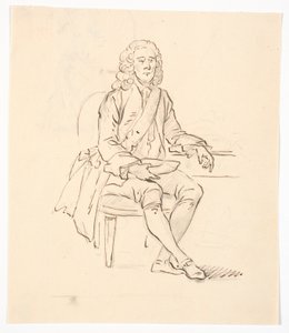 Sittende herre med parykk og bånd av C.A. Lorentzen