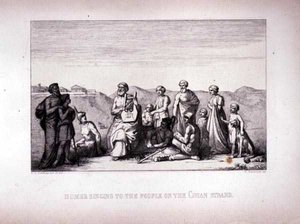 Homer Singing to the People on the Chian Strand, gravert av B.Barloccini, 1849
