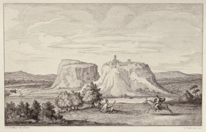 Imaginær utsikt over det tidlige Roma, gravert av B.Barloccini, 1849