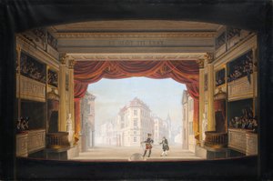 Interiøret i Det kgl. teater under oppsetningen av Jacob v. Thyboe av C.F. Christensen