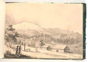 Skisse av en stående mann i profil av C.F. Zeuthen