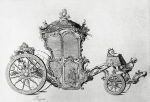 Design for rokokkovogn, gravering av J.B. and Brown J. Rowbotham