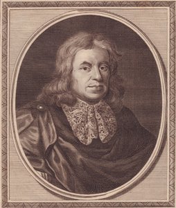 Portrett av den engelske legen Thomas Sydenham (1624-1689), kobberstikk av John Goldar (1729-1795) fra maleri av P Lely av J.B. and Brown J. Rowbotham