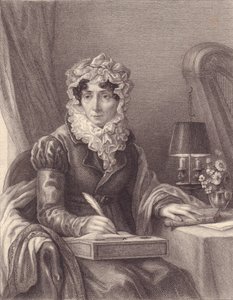 Portrett av den franske forfatteren Stephanie-Felicite Ducrest de Saint Aubin, Madame de Genlis (1746-1830), gravering av J.B. and Brown J. Rowbotham