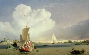 På Hoogly-elven ved Garden Reach nedenfor Calcutta, 1852 av C.J. Martin