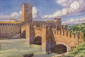 Castle Vecchio, Verona (farge litho)