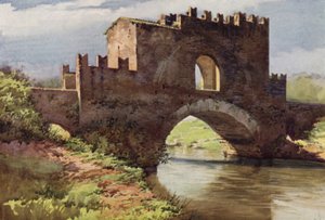 Middelalderbro over Aniene, via Nomentana (farge litho)
