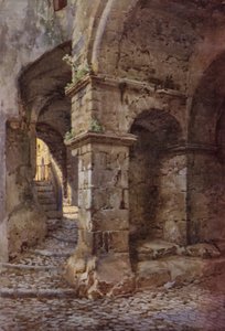 Middelalderfestning, Terracina (farge litho)