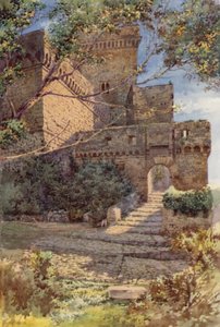 Slottet i Sermoneta (farge litho)