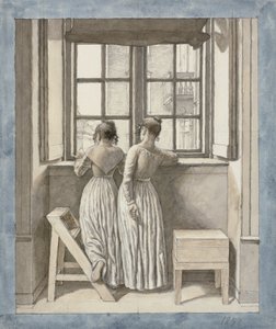 Ved et vindu i kunstnerens studio av Christoffer Wilhelm Eckersberg
