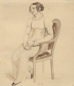 En dame som sitter i en lenestol, vendt mot vinduet av Christoffer Wilhelm Eckersberg
