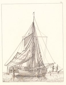 En dansk yacht som tørker seil i stille vær av Christoffer Wilhelm Eckersberg