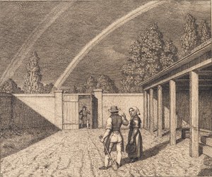 En dobbel regnbue. Illustrasjon for "Lineært perspektiv", plate V av Christoffer Wilhelm Eckersberg