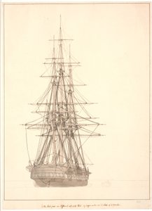 En fregatt sett fra hekken av Christoffer Wilhelm Eckersberg