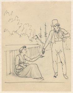 En kvinne mottar almisser av Christoffer Wilhelm Eckersberg