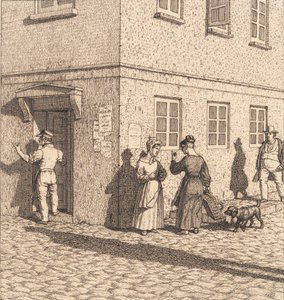 Et gatehjørne. Illustrasjon for "Lineært perspektiv", Plate VII av Christoffer Wilhelm Eckersberg