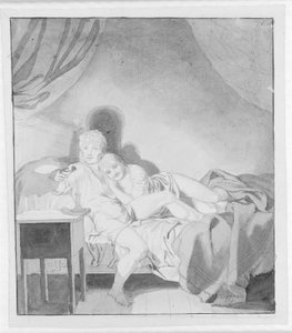 Et kosepar i senga av Christoffer Wilhelm Eckersberg
