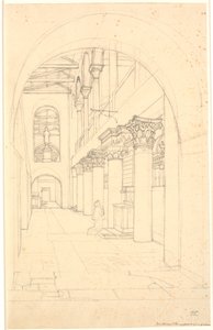 Et parts i kirken S. Lorenzo fuori le Mura, Rom av Christoffer Wilhelm Eckersberg