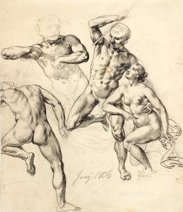 Figurstudier - tre menn og en kvinne av Christoffer Wilhelm Eckersberg