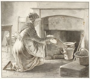 Maten er tilberedt. Eckersbergs vertinne i Paris (?) av Christoffer Wilhelm Eckersberg
