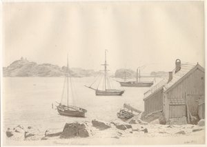 Frederiksværn havn ved Larviksfjorden, Norge. av Christoffer Wilhelm Eckersberg