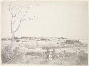 Landskap med bondepike ved en stein av Christoffer Wilhelm Eckersberg
