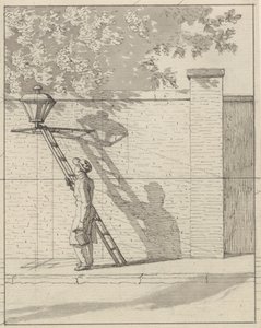 Lineært perspektiv som anvendt i maling - Plate VI. Gatelampen på hageveggen, dagslys av Christoffer Wilhelm Eckersberg