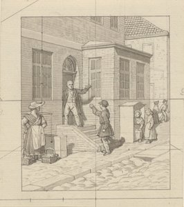 Lineært perspektiv, brukt på malerkunsten - Plate VII, 2 - Argument på gatetrinnene. av Christoffer Wilhelm Eckersberg