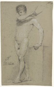 Mannlig stående modell, profil venstre av Christoffer Wilhelm Eckersberg